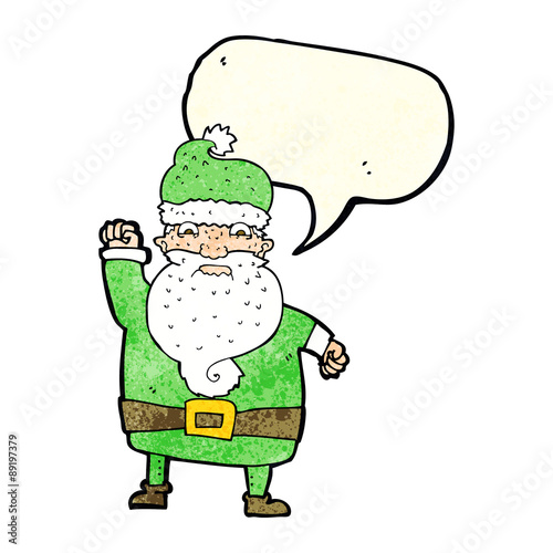 cartoon angry santa claus with speech bubble