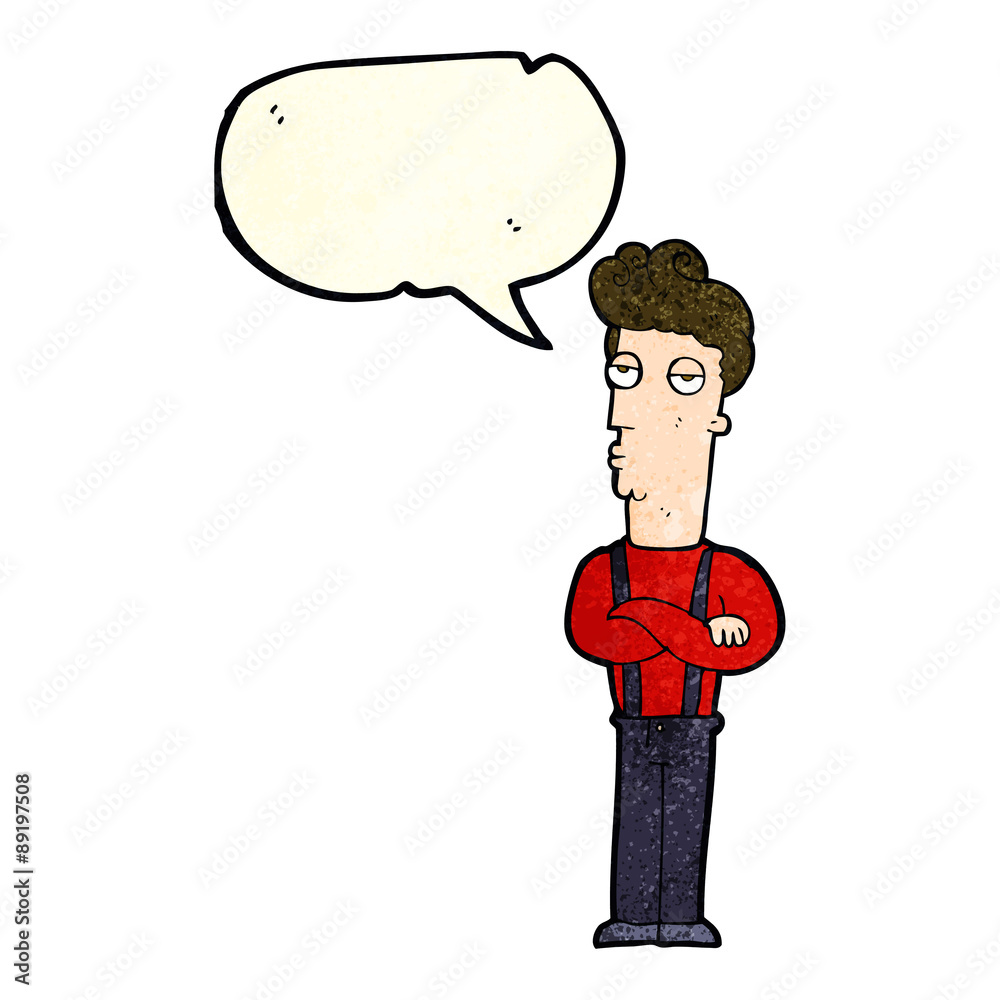 Fototapeta premium cartoon unimpressed man with speech bubble