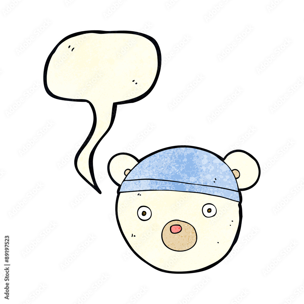 cartoon polar bear cub wearing hat with speech bubble cartoon polar bear cub wearing hat with speech bubble