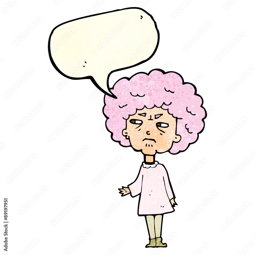 cartoon old lady with speech bubble cartoon old lady with speech bubble