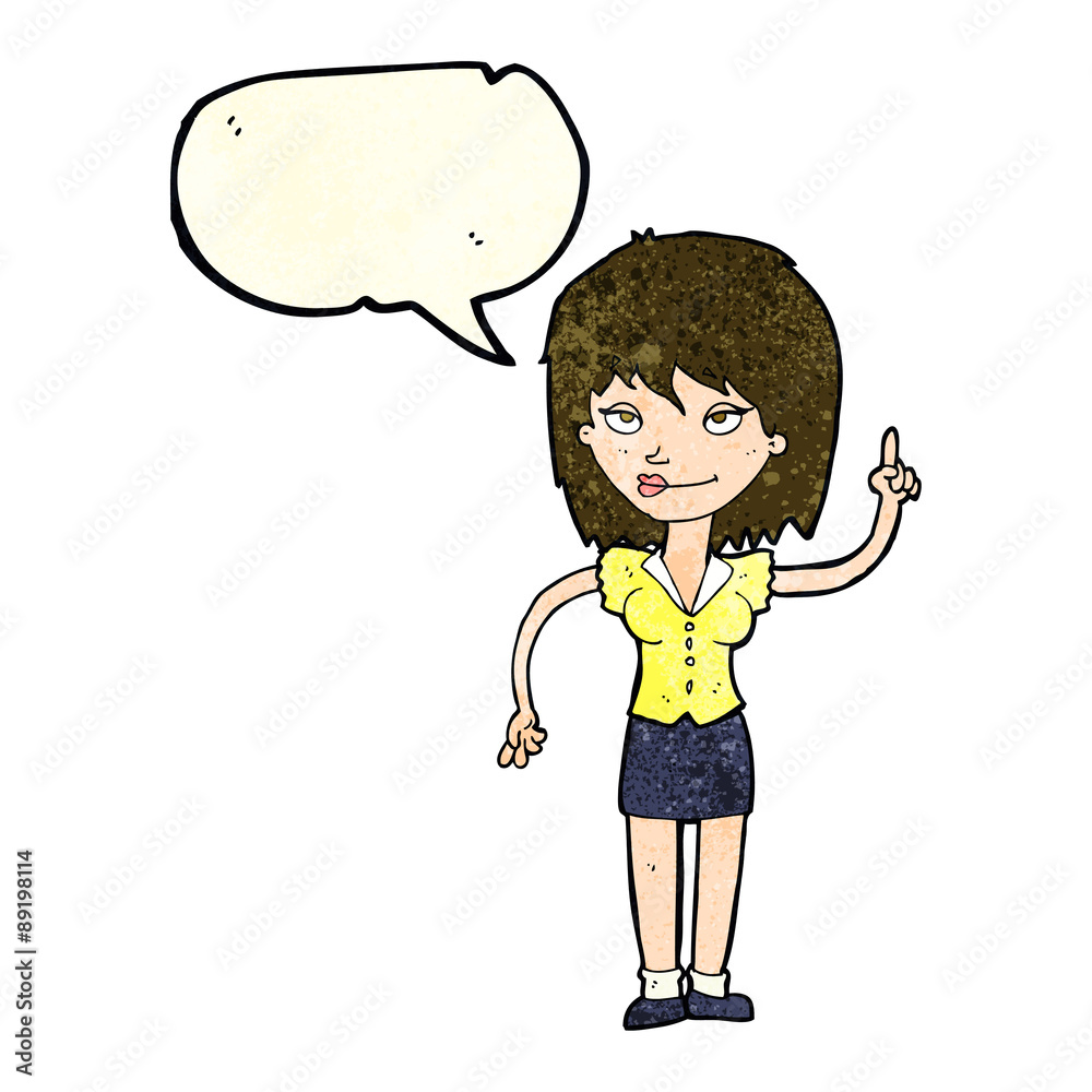 cartoon woman with idea with speech bubble cartoon woman with idea with speech bubble