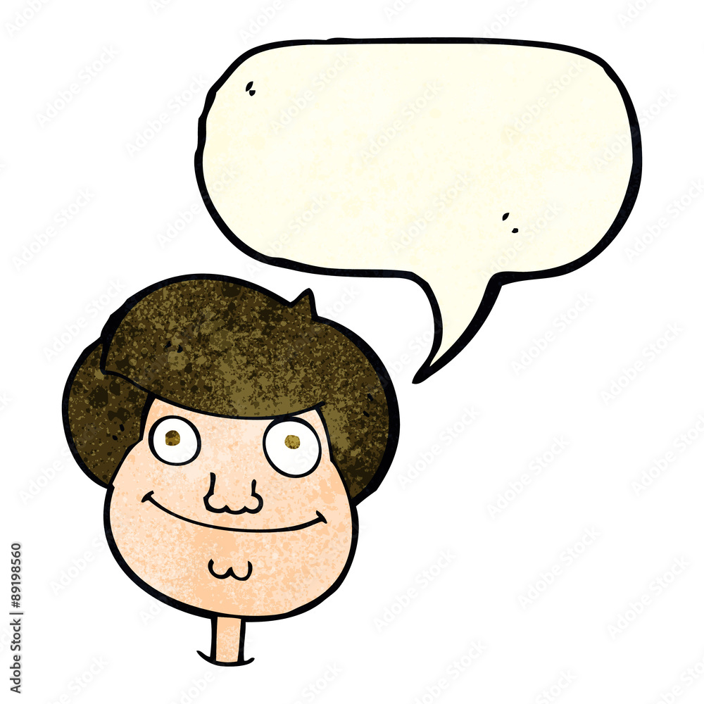 cartoon happy boy's face with speech bubble cartoon happy boy's face with speech bubble