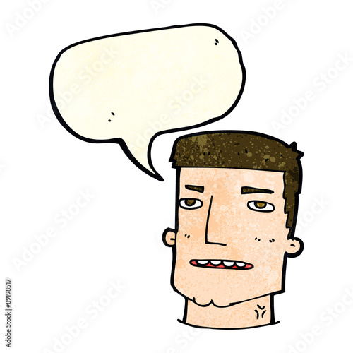 cartoon male head with speech bubble