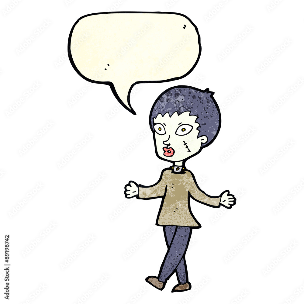 cartoon halloween zombie woman with speech bubble cartoon halloween zombie woman with speech bubble