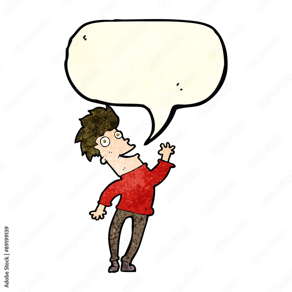 Fototapeta premium cartoon happy man with speech bubble