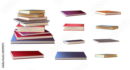 Stack of books, books laying horisontally icons isolated on white background