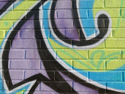 Painted Wall: Colorful Abstract Pattern in Detail of Graffiti 