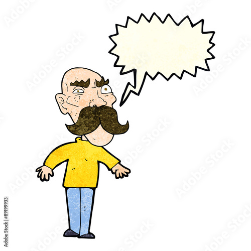 cartoon angry old man with speech bubble