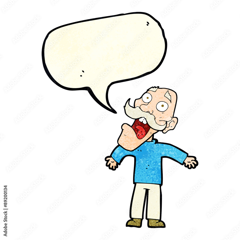 cartoon terrified old man with speech bubble cartoon terrified old man with speech bubble