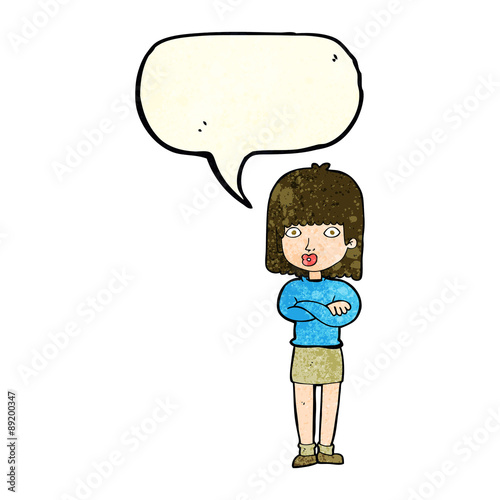 cartoon impatient woman with speech bubble