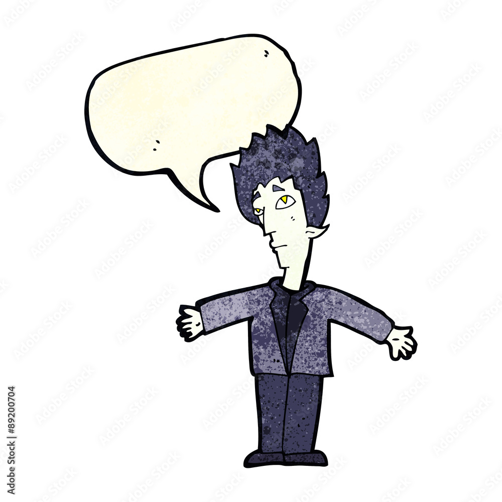 Fototapeta premium cartoon vampire man with speech bubble