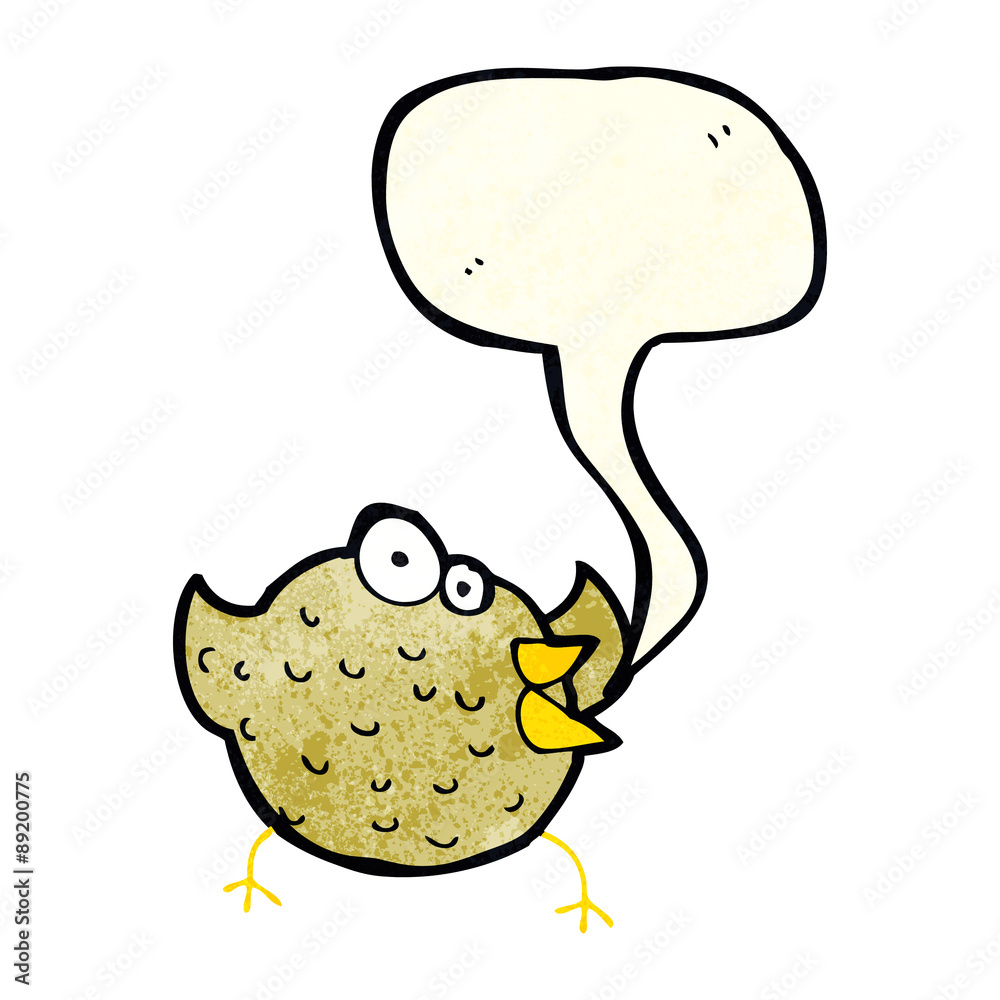 cartoon happy bird with speech bubble cartoon happy bird with speech bubble
