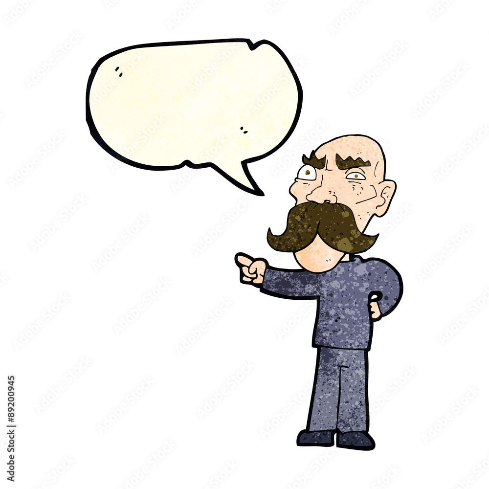 cartoon annoyed old man pointing with speech bubble cartoon annoyed old man pointing with speech bubble