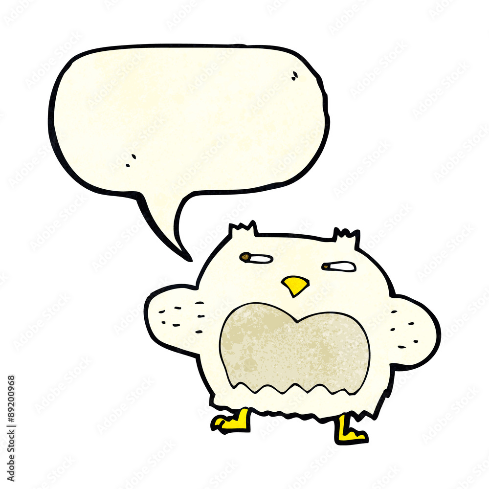 Obraz premium cartoon suspicious owl with speech bubble