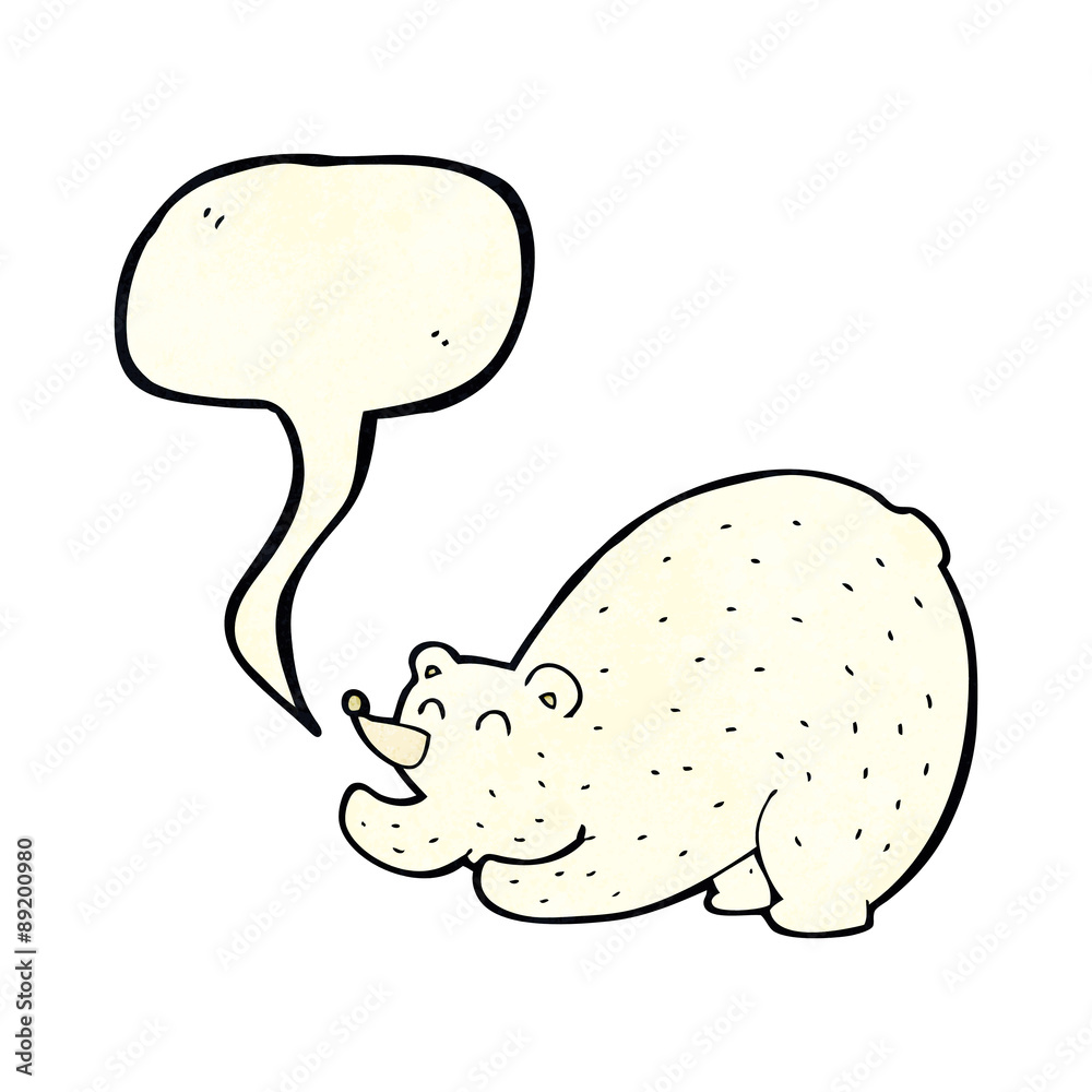 cartoon stretching polar bear with speech bubble cartoon stretching polar bear with speech bubble