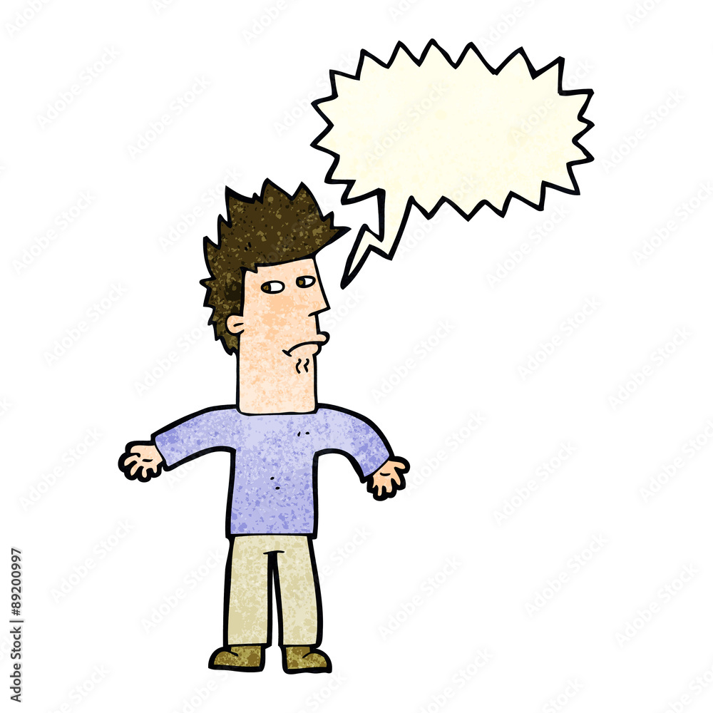 cartoon confused man with speech bubble cartoon confused man with speech bubble