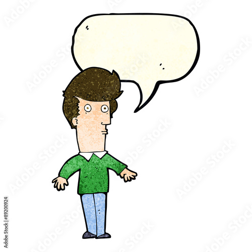 cartoon startled man with speech bubble