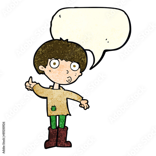 cartoon boy asking question with speech bubble