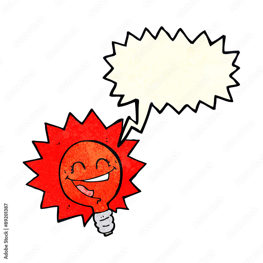 happy flashing red light bulb cartoon with speech bubble happy flashing red light bulb cartoon with speech bubble