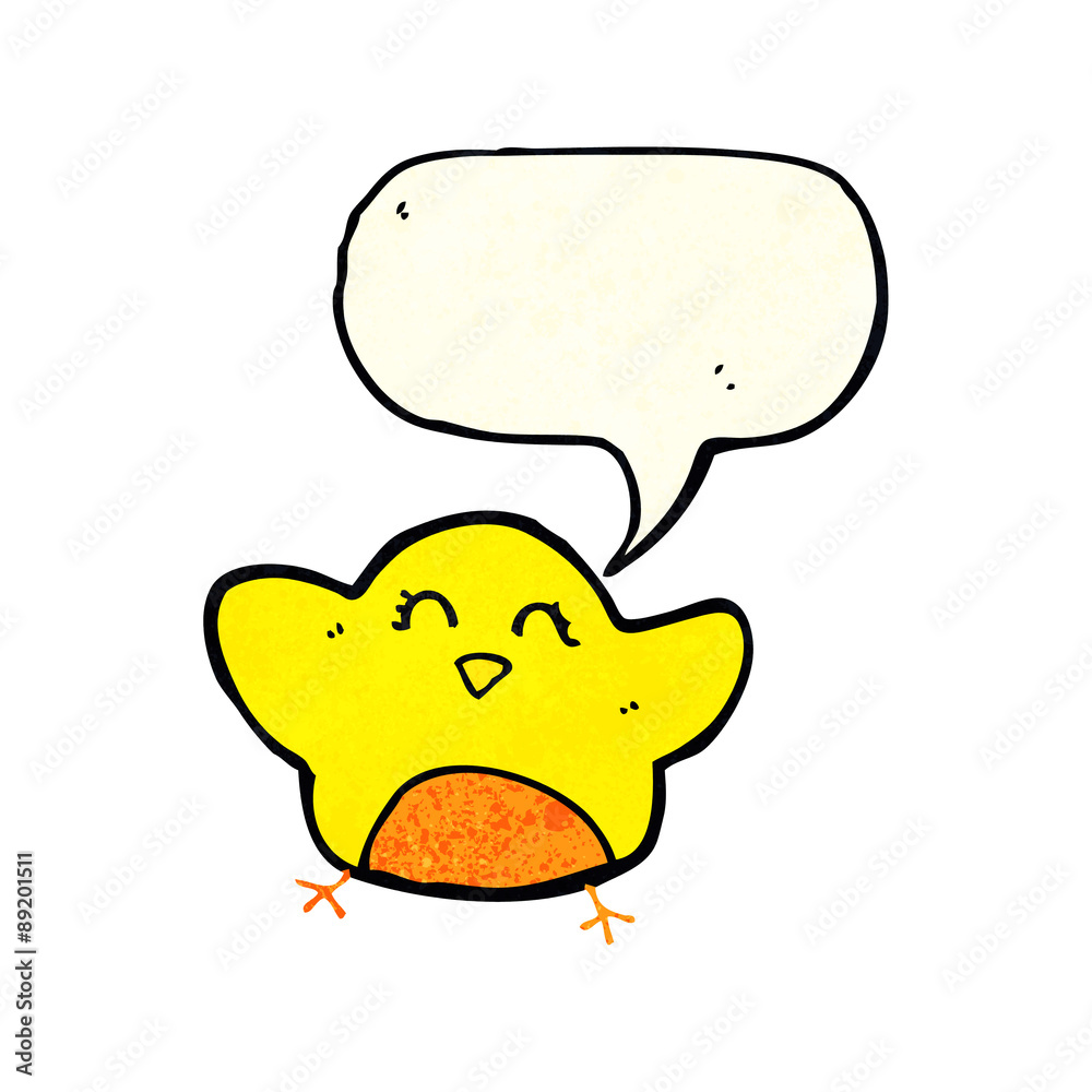 cartoon bird with speech bubble