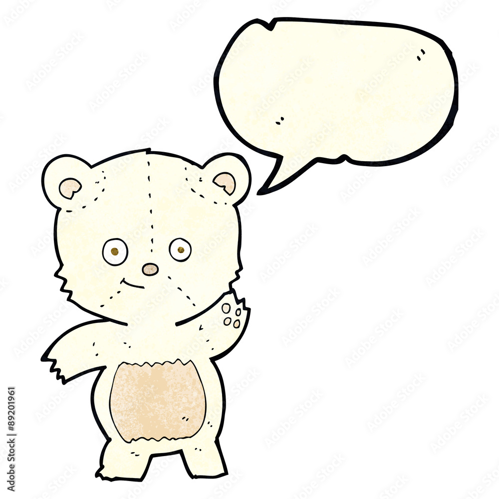 cartoon waving polar bear with speech bubble cartoon waving polar bear with speech bubble