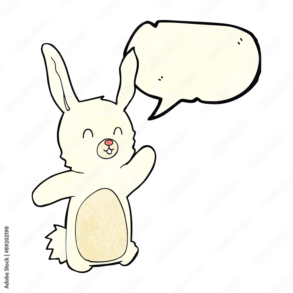 cartoon happy rabbit with speech bubble cartoon happy rabbit with speech bubble