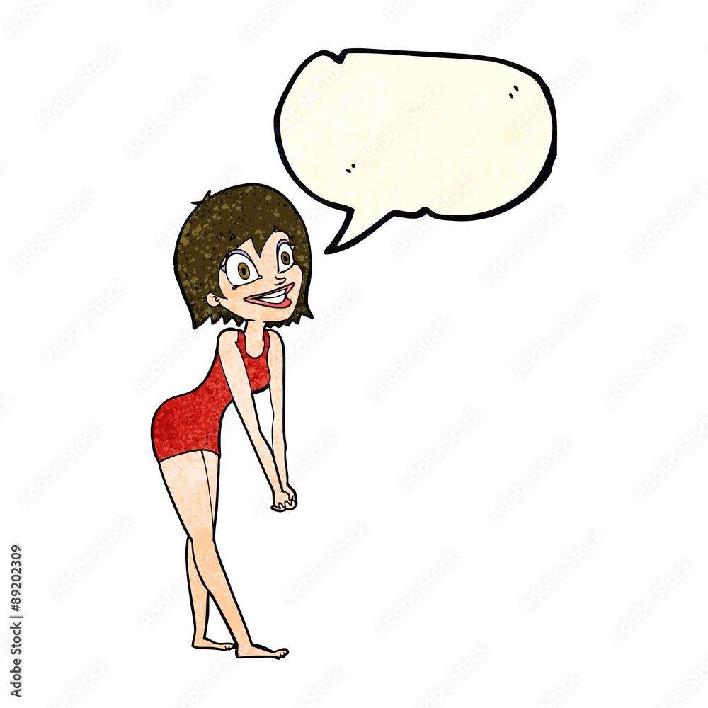 cartoon excited woman with speech bubble cartoon excited woman with speech bubble