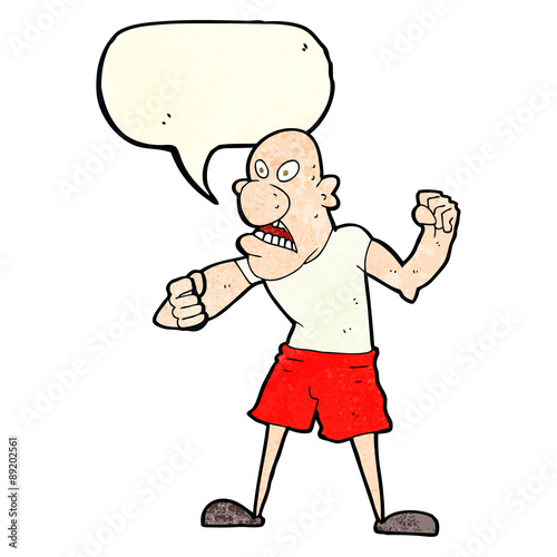 cartoon violent man with speech bubble