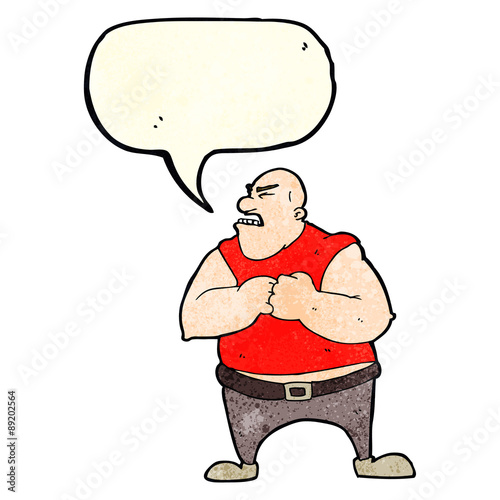 cartoon violent man with speech bubble