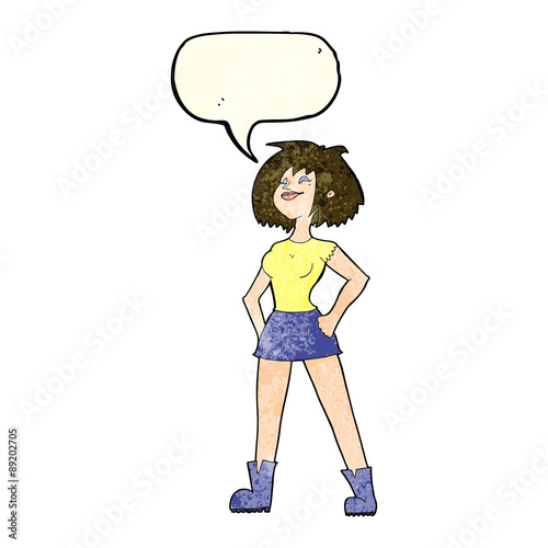 cartoon capable woman with speech bubble
