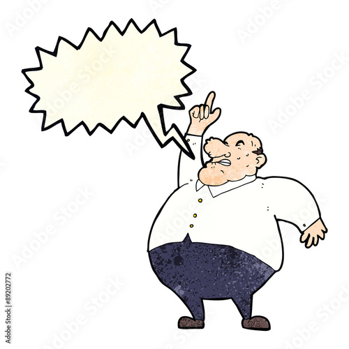 cartoon big fat boss with speech bubble