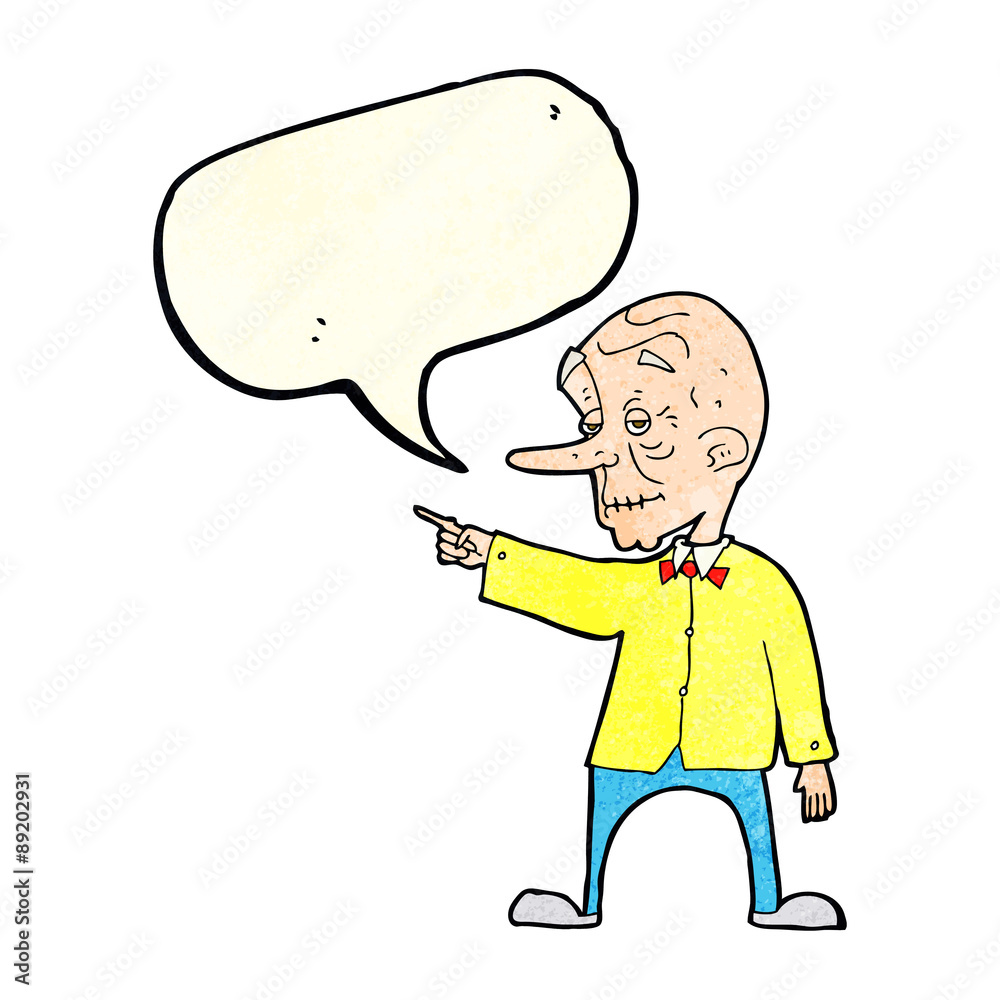 cartoon old man pointing with speech bubble cartoon old man pointing with speech bubble