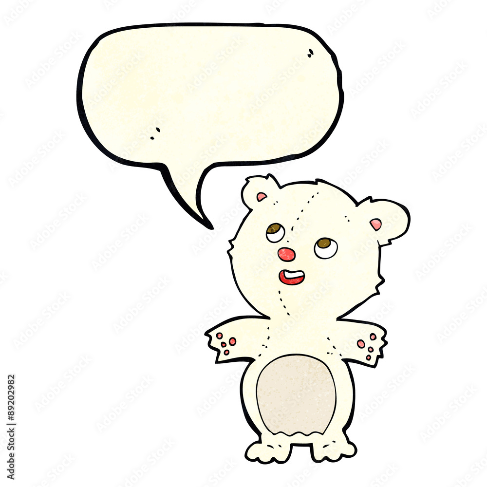 cartoon happy little polar bear with speech bubble cartoon happy little polar bear with speech bubble