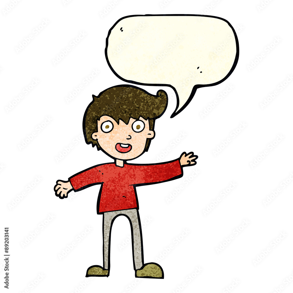 cartoon excited boy with speech bubble cartoon excited boy with speech bubble