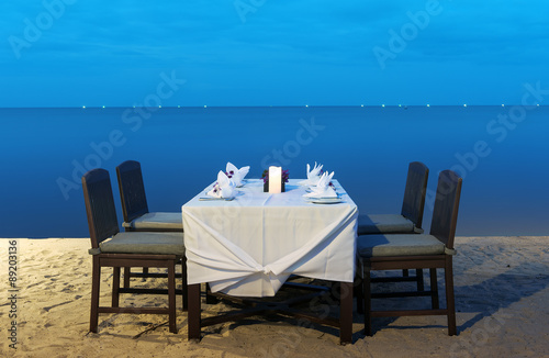 romantic dinner on the sea beach
