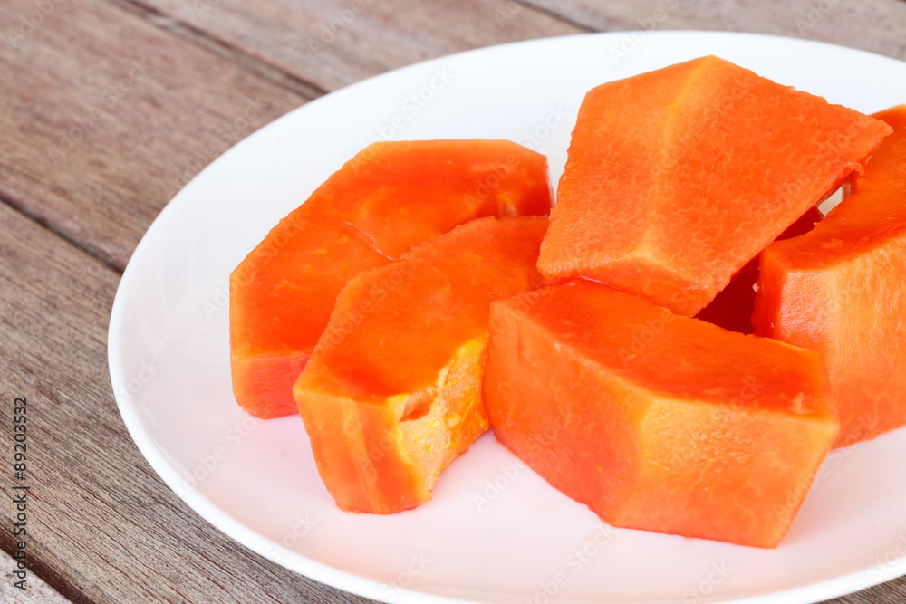 Papaya slice isolated on white background Papaya slice isolated on white background