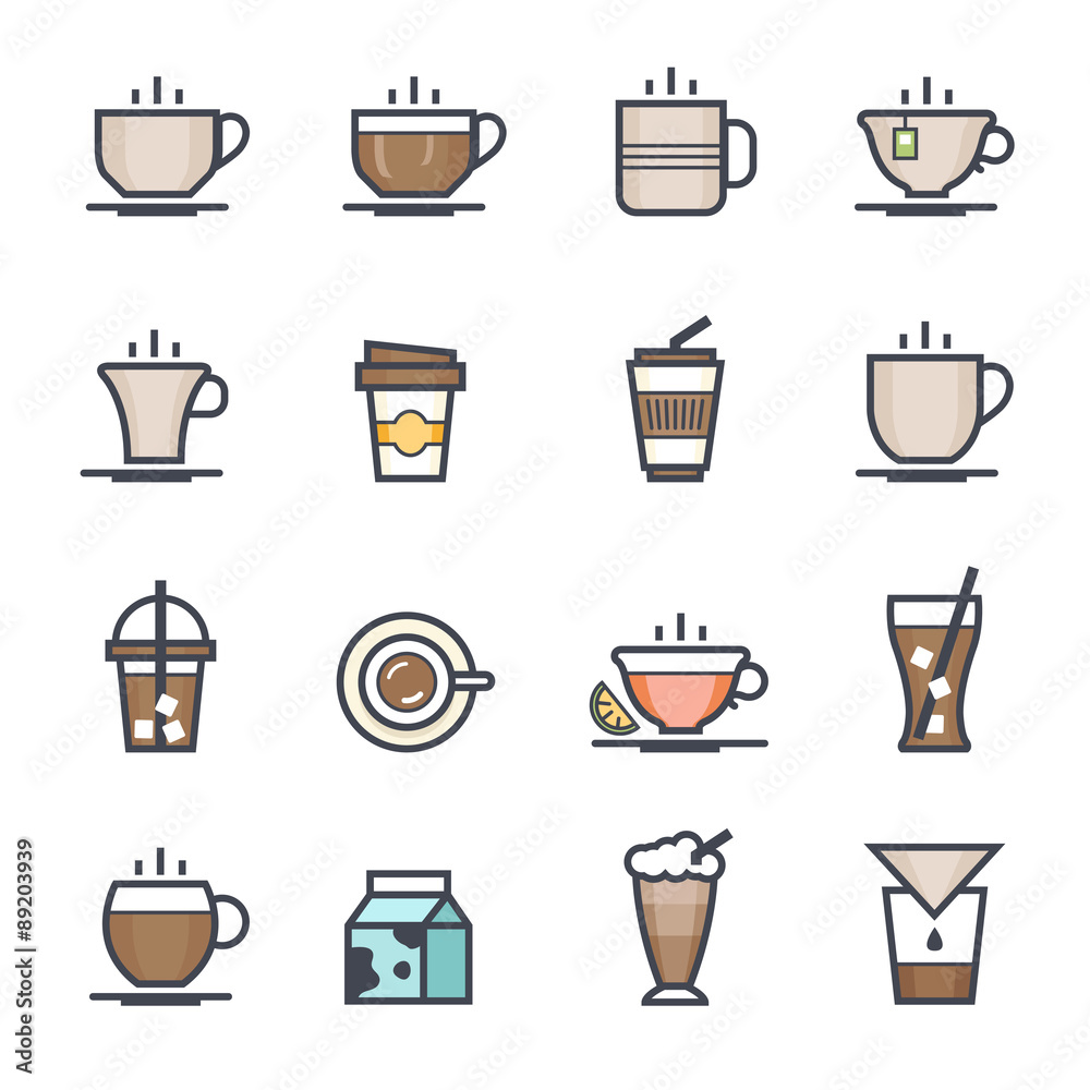 Coffee Icon Bold Stroke with Color on White Background. Vector Illustration Coffee Icon Bold Stroke with Color on White Background. Vector Illustration