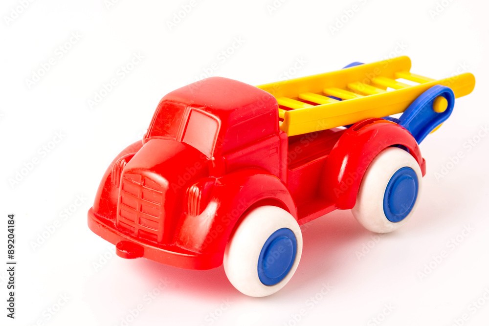 plastic car toy on white background plastic car toy on white background