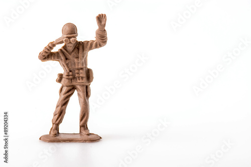 Plastic Toy Soldiers on white background