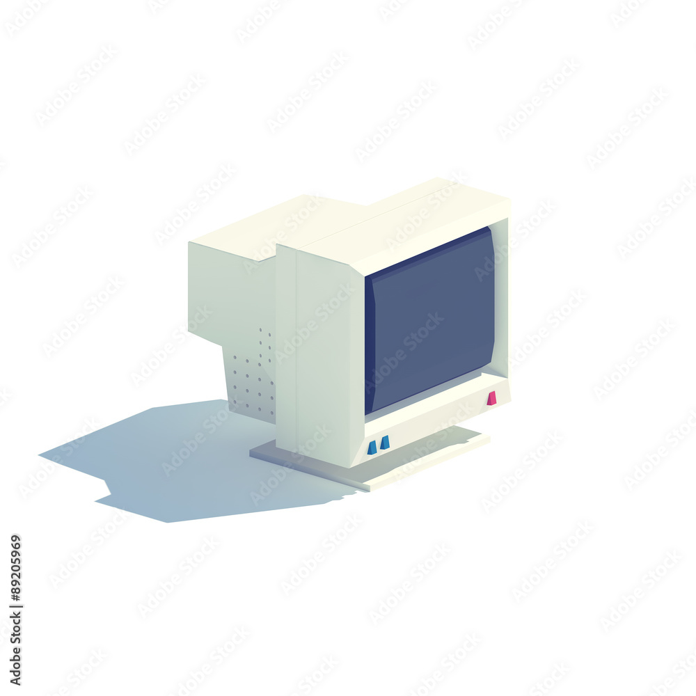 Computer Monitor - Low poly art style retro computer monitor with buttons  on the front, against an isolated white background -3D Illustration  Stock-Illustration | Adobe Stock