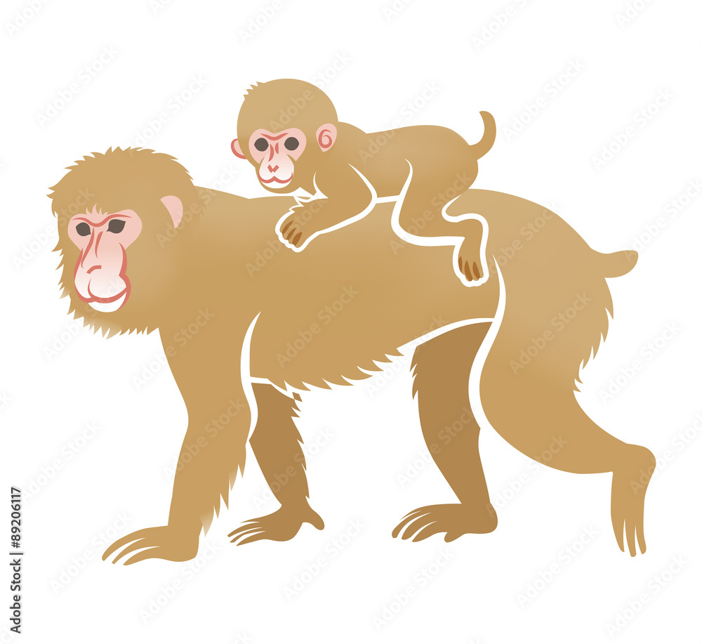 Naklejka premium Year of the Monkey Clip Art -Piggyback ride