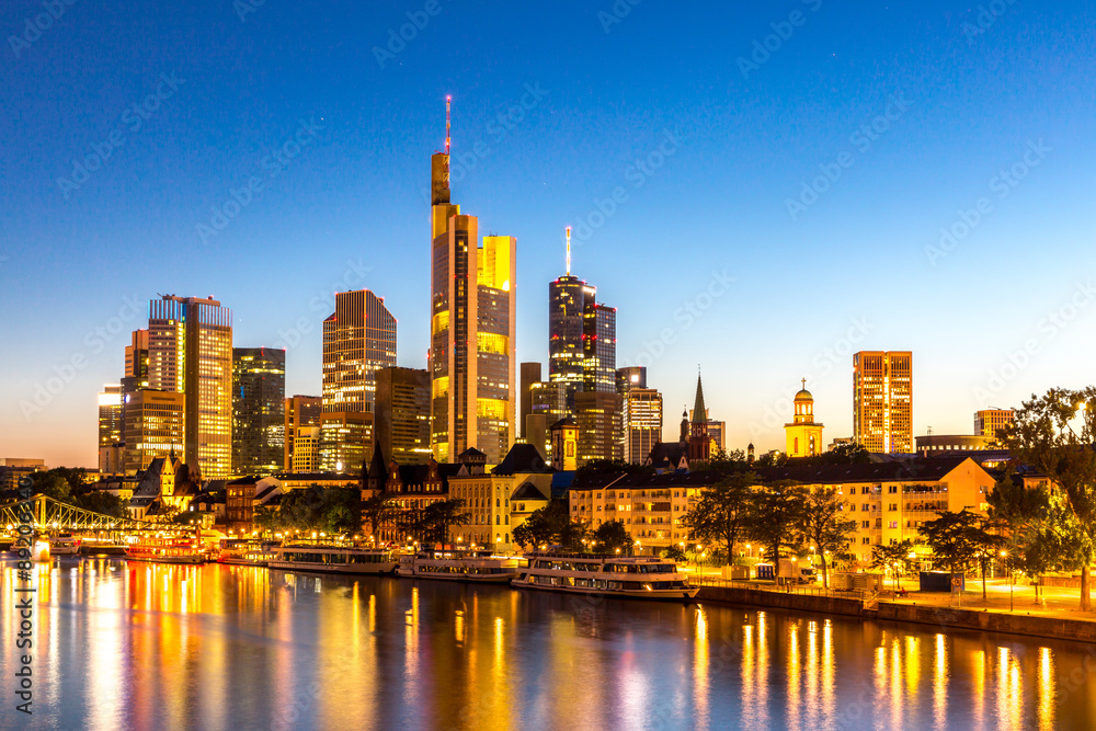 Frankfurt Skyscraper Germany dusk