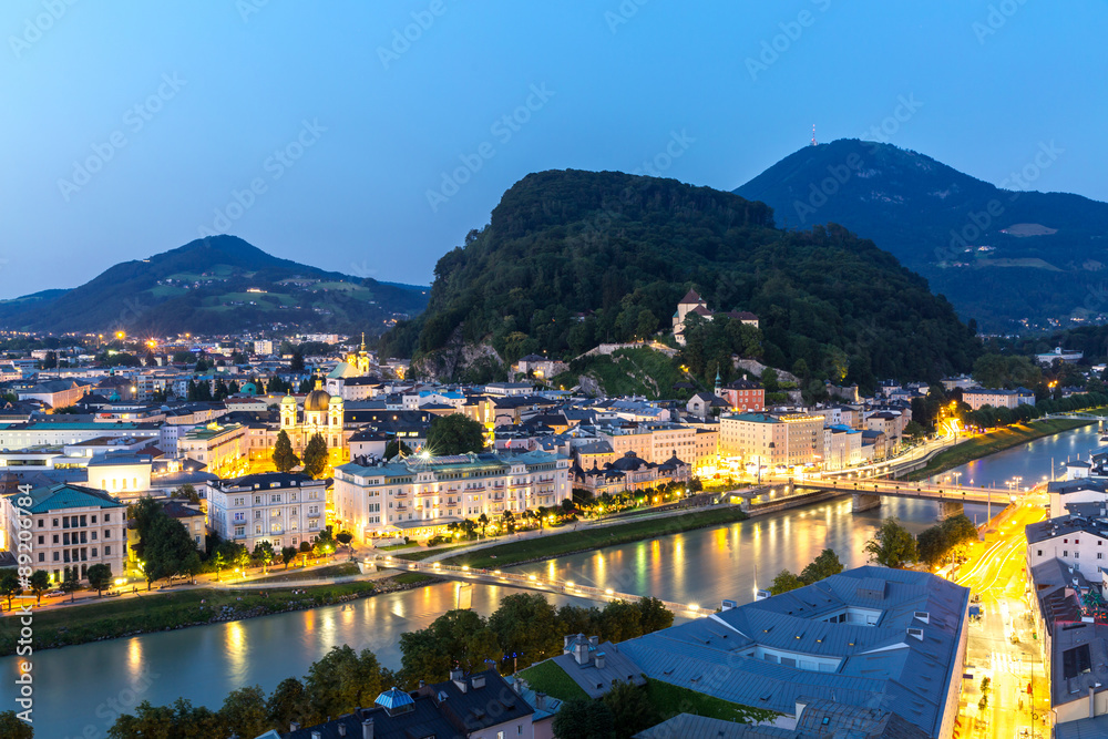 Salzburg Austria at dusk