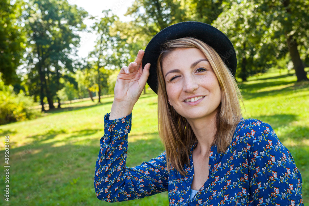 young woman with hat young woman with hat