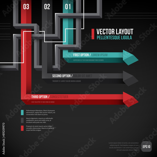 3d illusion layout with three options. EPS10.