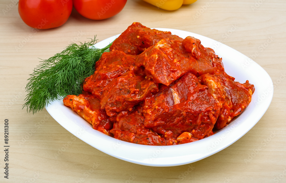Fototapeta premium Raw marinated meat for bbq