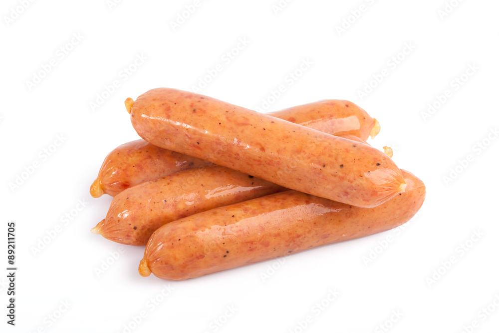 Sausages isolated on a white background Sausages isolated on a white background