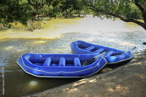 Two rafts in river