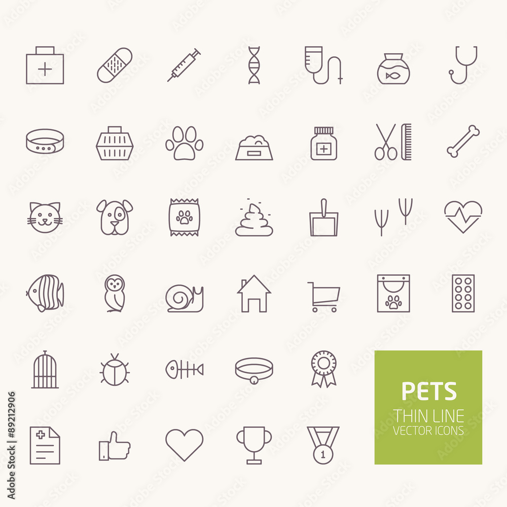 Pets Outline Icons for web and mobile apps Pets Outline Icons for web and mobile apps
