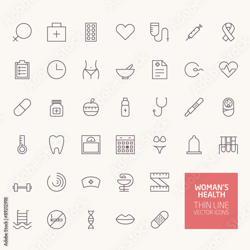 Womans Health Outline Icons for web and mobile apps